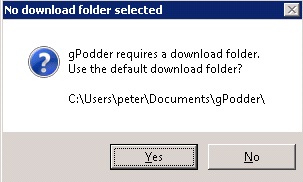No download folder selected